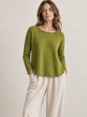 Kuna - Baby Alpaca Silk Mohair Oversized Sweater - Chartreuse